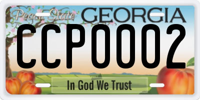 GA license plate CCP0002