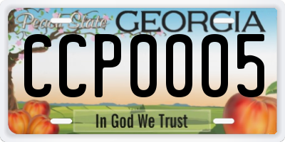 GA license plate CCP0005