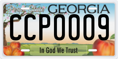 GA license plate CCP0009