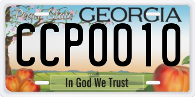 GA license plate CCP0010
