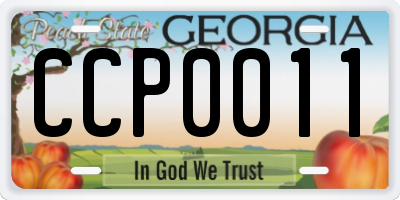 GA license plate CCP0011