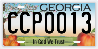 GA license plate CCP0013