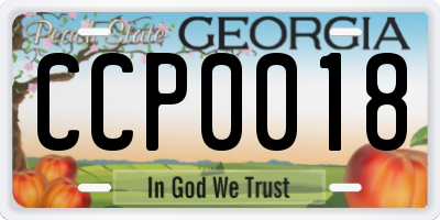 GA license plate CCP0018