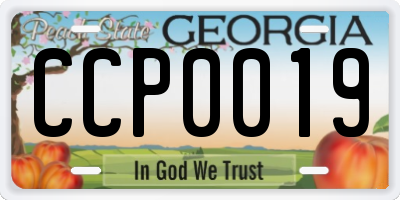 GA license plate CCP0019