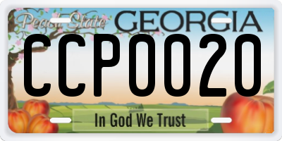 GA license plate CCP0020