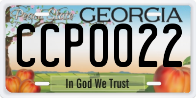 GA license plate CCP0022