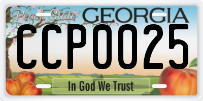 GA license plate CCP0025