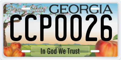 GA license plate CCP0026