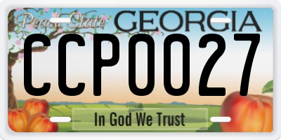GA license plate CCP0027