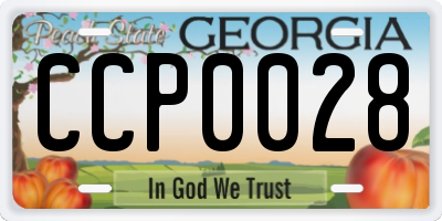 GA license plate CCP0028