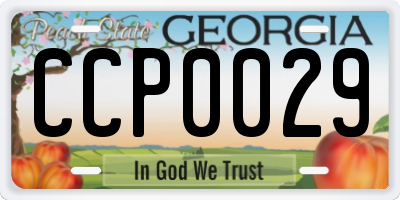 GA license plate CCP0029