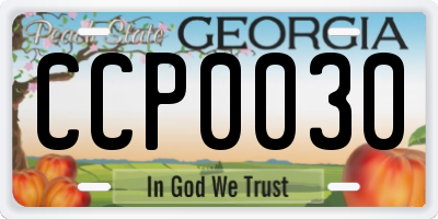 GA license plate CCP0030