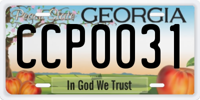 GA license plate CCP0031