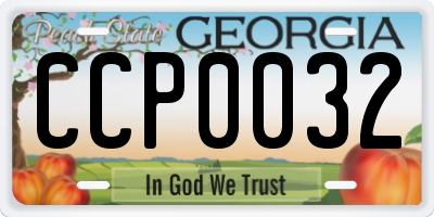 GA license plate CCP0032