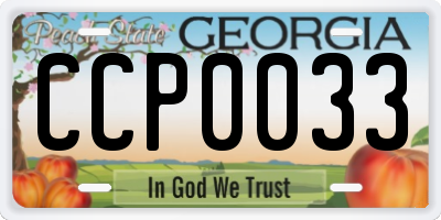 GA license plate CCP0033