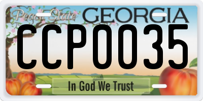 GA license plate CCP0035