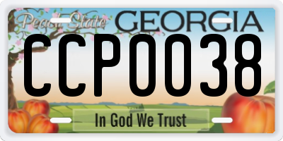 GA license plate CCP0038