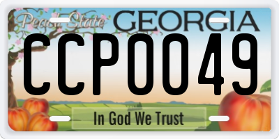 GA license plate CCP0049