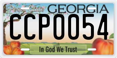 GA license plate CCP0054