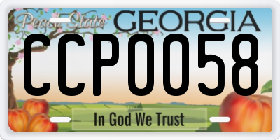 GA license plate CCP0058