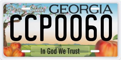 GA license plate CCP0060