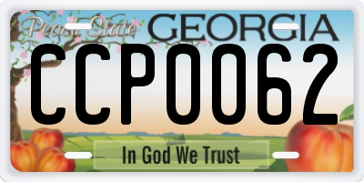 GA license plate CCP0062