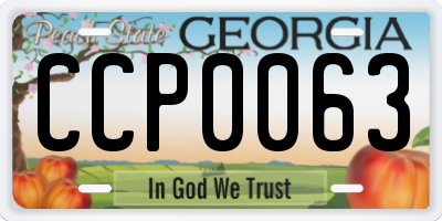 GA license plate CCP0063