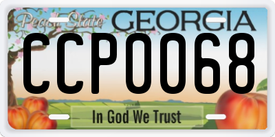 GA license plate CCP0068