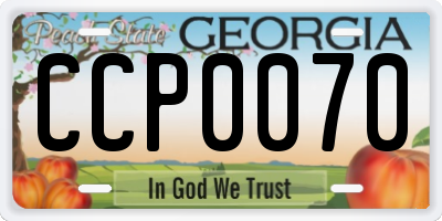 GA license plate CCP0070