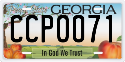 GA license plate CCP0071
