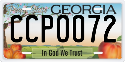 GA license plate CCP0072