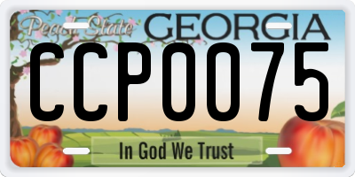 GA license plate CCP0075