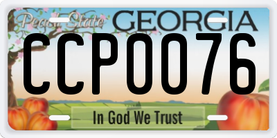 GA license plate CCP0076