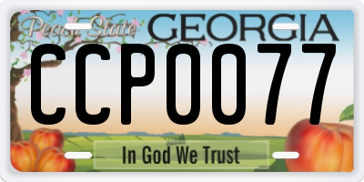 GA license plate CCP0077
