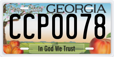 GA license plate CCP0078