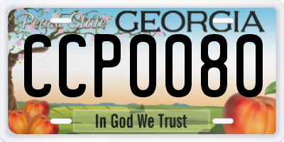 GA license plate CCP0080