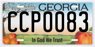 GA license plate CCP0083