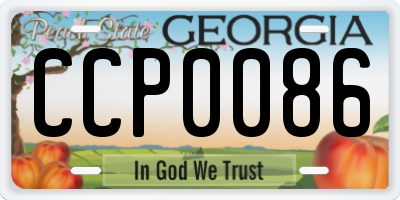 GA license plate CCP0086