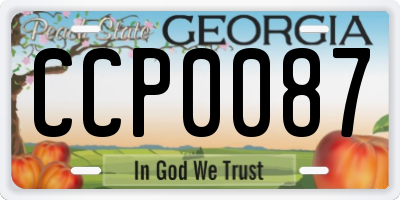 GA license plate CCP0087