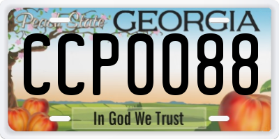 GA license plate CCP0088