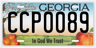 GA license plate CCP0089