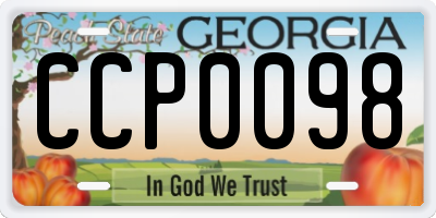 GA license plate CCP0098
