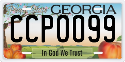 GA license plate CCP0099
