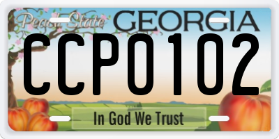 GA license plate CCP0102