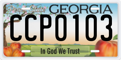 GA license plate CCP0103