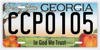 GA license plate CCP0105