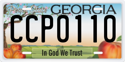 GA license plate CCP0110