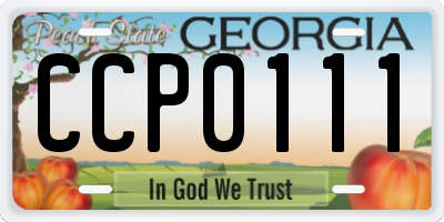 GA license plate CCP0111