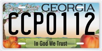 GA license plate CCP0112