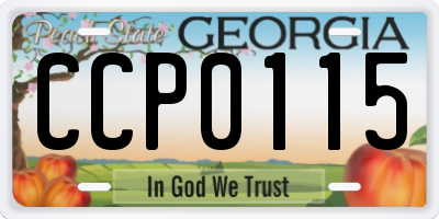 GA license plate CCP0115